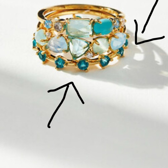 Anthropologie Ring Gold and Blue Stones size 6 - Picture 5 of 6